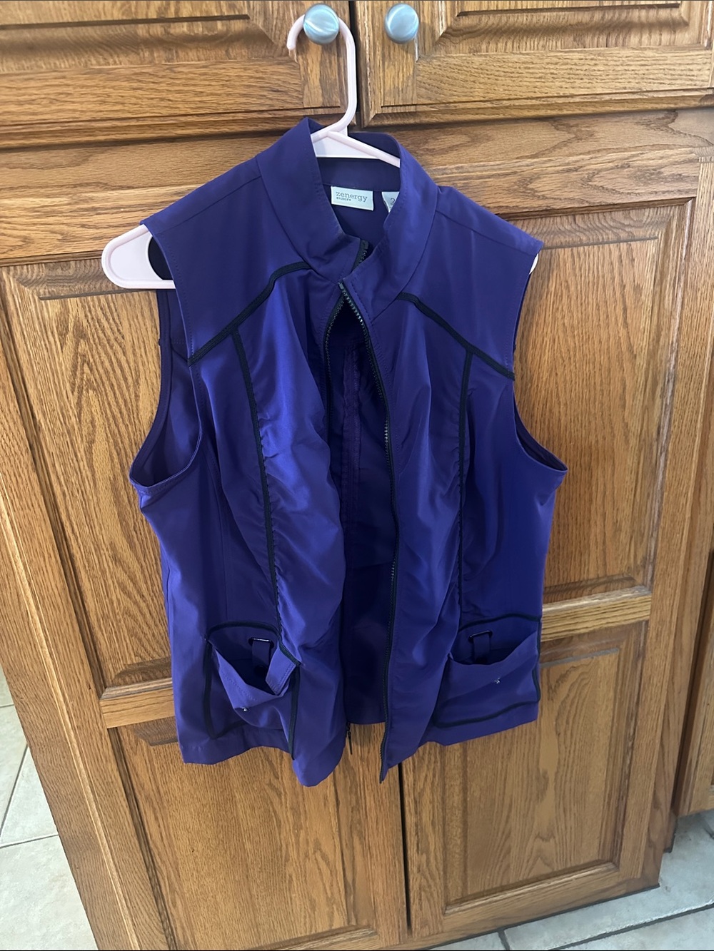 ZeroXposur Purple Zip-Front Sleeveless Vest with Black Trim